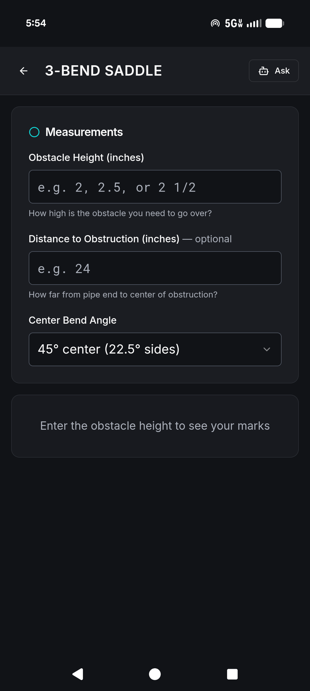 Jolt 3-Bend Saddle Calculator